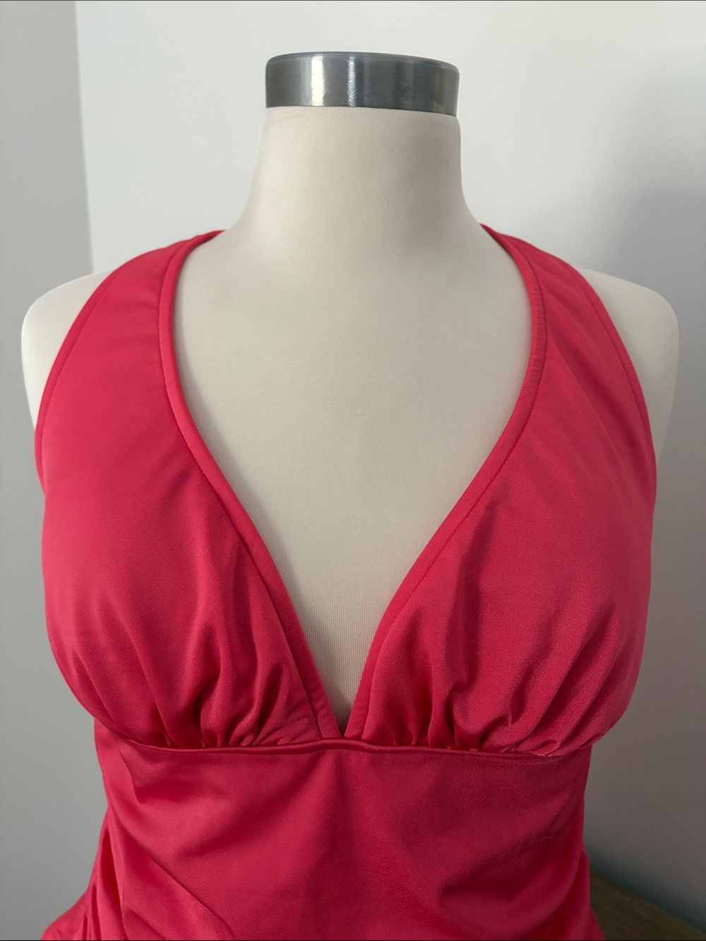 VENUS Bright Salmon Pink Halter Tankini Swimsuit 12 Resort Beach Pool Vacation - Picture 2 of 9